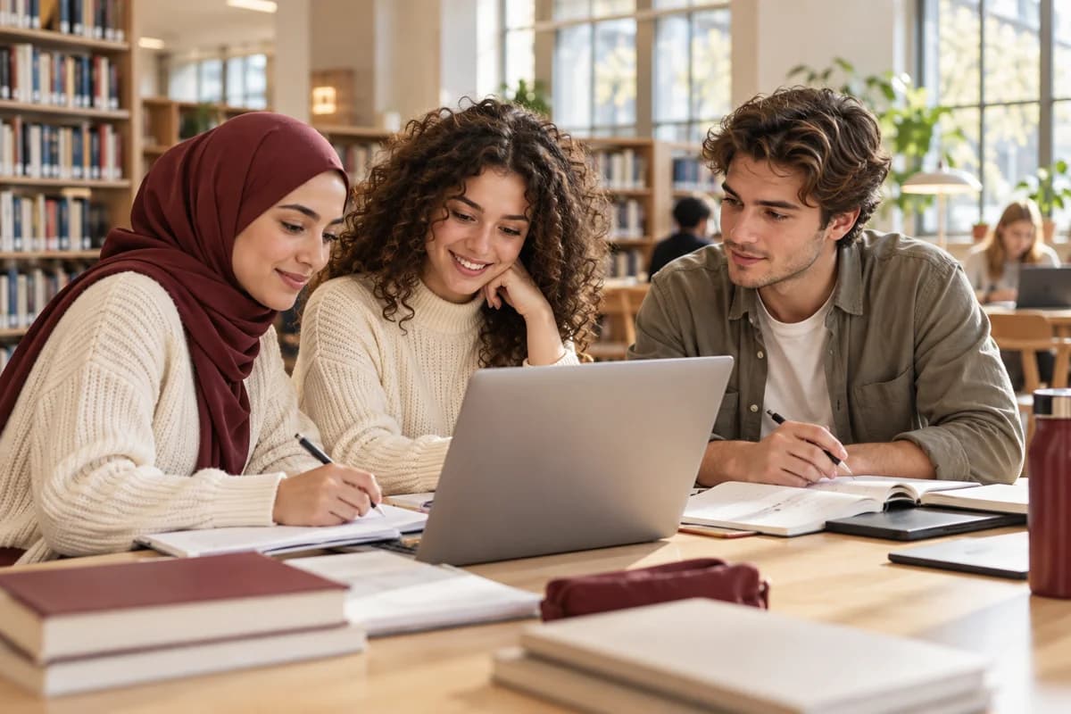 Studenten werken samen aan hun studie